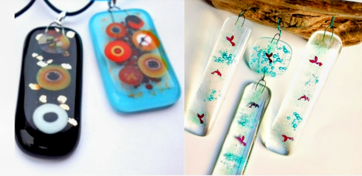 Fused glass chimes and Pendant class, Leyland 