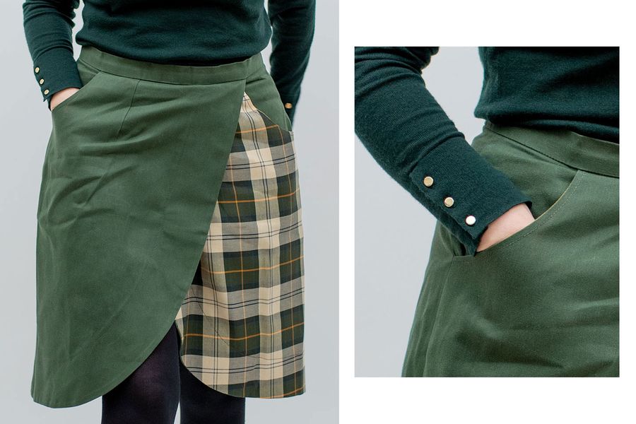 Module 6. Wrap skirts.
Any skirt can be designed as a wrap skirt with a few pattern adjustments. In thins module you will learn how to manipulate a pattern for a wrap skirt and how to design and make a tulip skirt with set-in pockets (hip pockets).