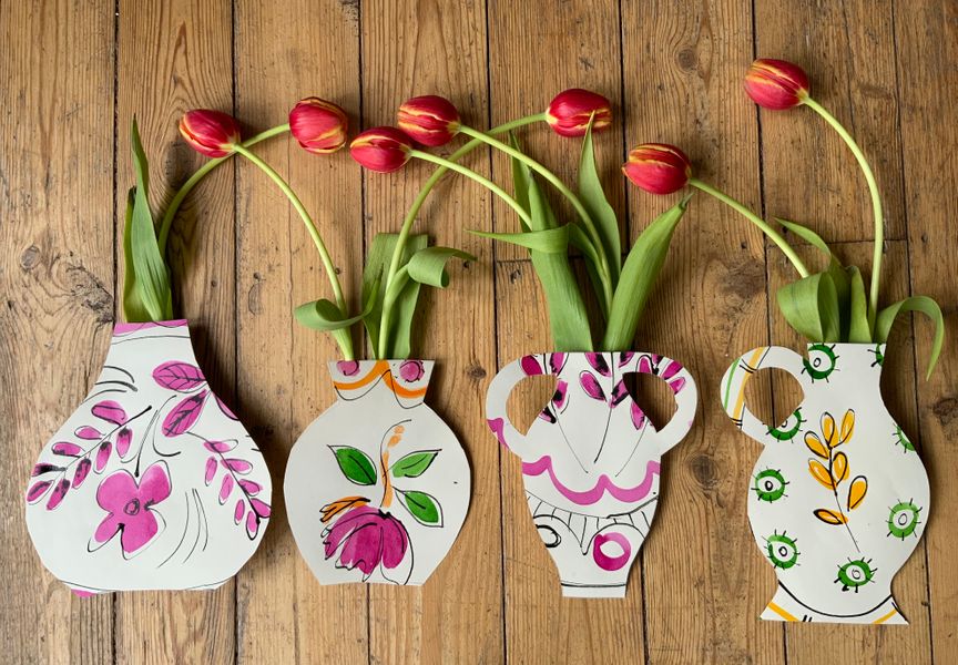 You’ll create collage vases to develop your ideas for composition.