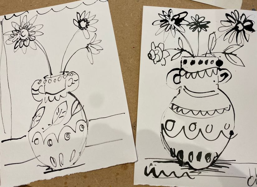 We’ll create stick and ink sketches to develop ideas.