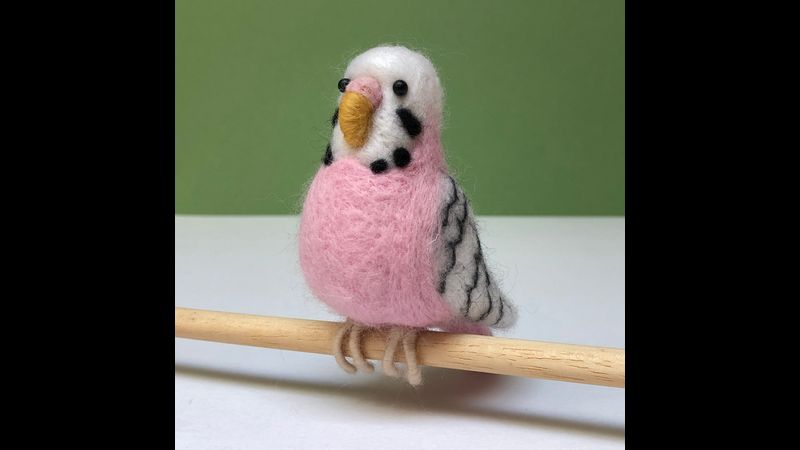 Needle Felted Budgie - Priscilla the Pink Budgie - Bergin & Bath
