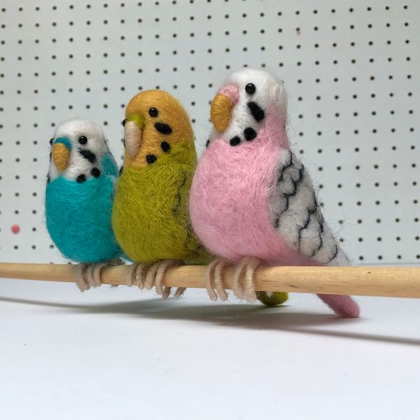 Needle Felted Budgie - Priscilla the Pink Budgie - Bergin & Bath