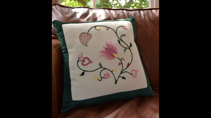 Crewelwork cushion - Spring