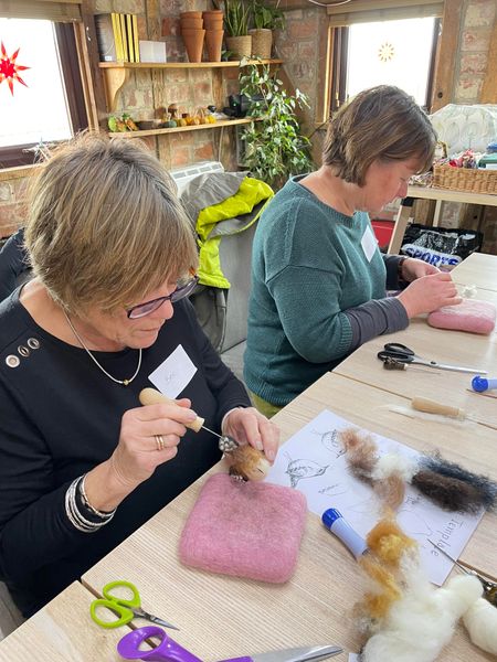 When new to felting its helpful to use a template @ The Oast Studio Wren workshop