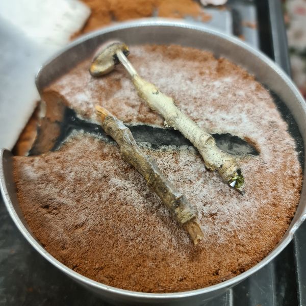 Sand Cast twig in progress Joanne Tinley Jewellery