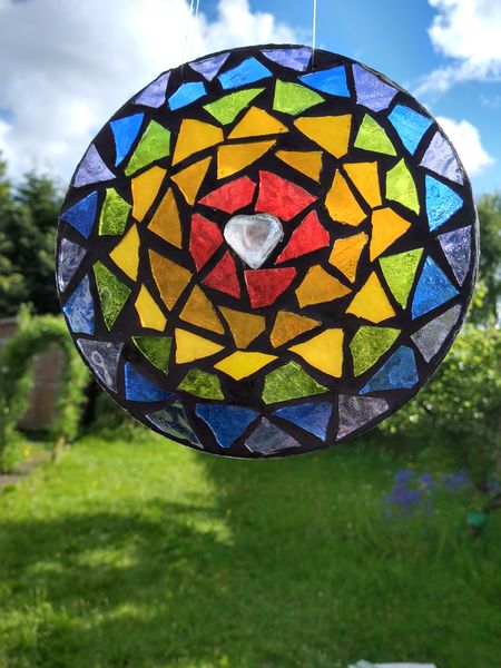 Stained glass mosaic circle sun catcher kit