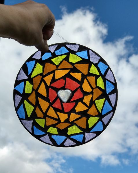 Stained glass mosaic circle sun catcher kit