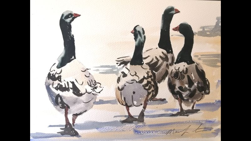 geese two painting