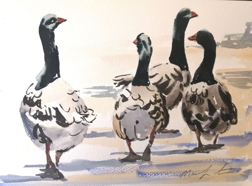 geese two painting
