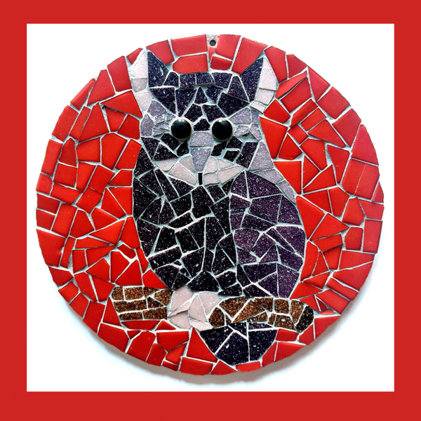 Purple and red round mosaic owl kit