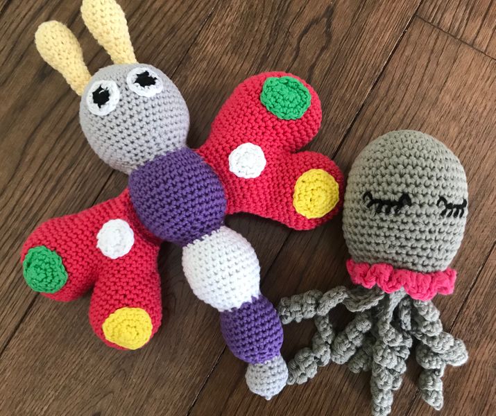 Examples of Amigurumi- butterfly & Jellyfish