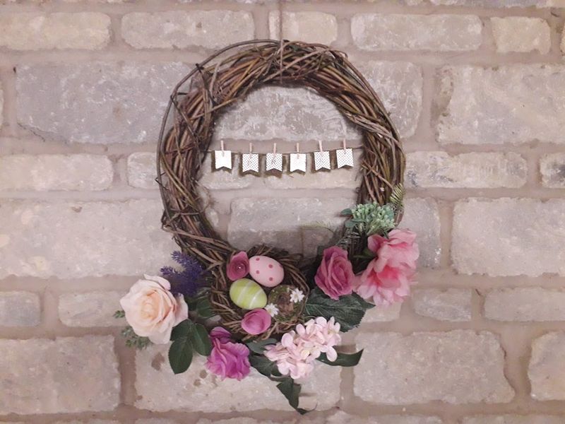 Willow Wreath with gorgeous faux flower detail