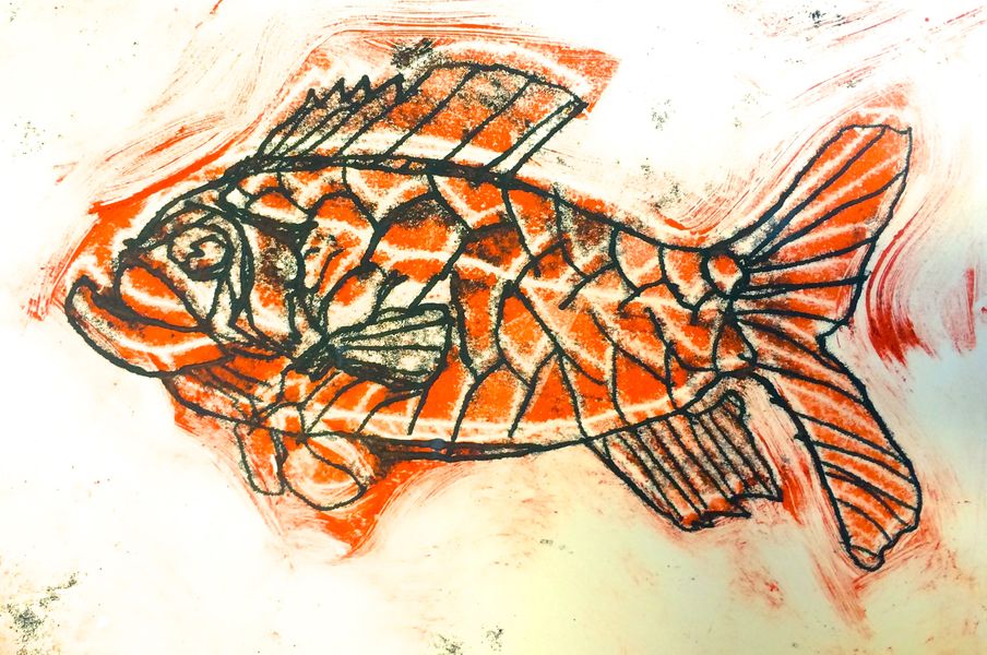 An example of fish - monoprint