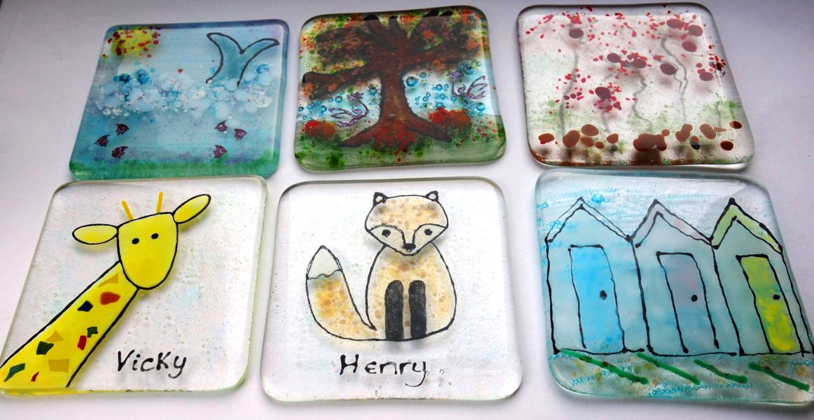 Fused glass coasters class, Leyland