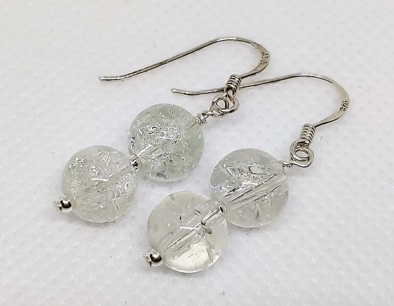 ♥ CRACKLE QUARTZ EARRINGS 925 HALLMARK ON EARWIRES ♥ TOTALLY CREATED IN 925 SILVER ONLY ♥ ALL PRODUCTS SOURCED FROM UK ♥