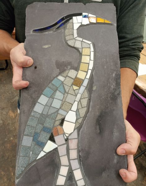 Mosaic heron.