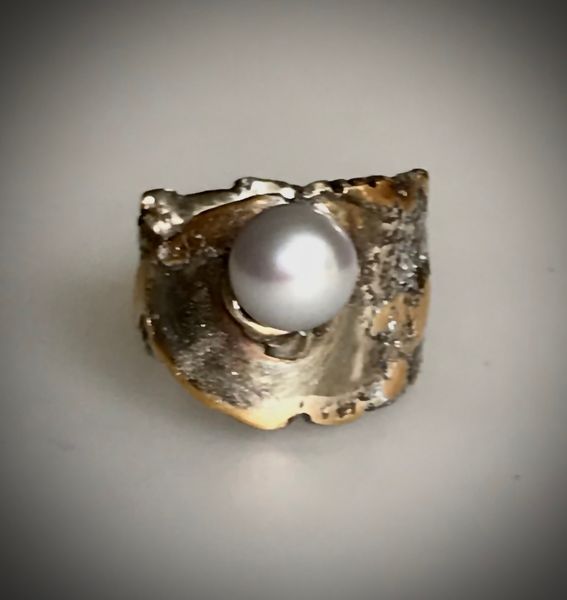24 k gold gilded ring with pearl 