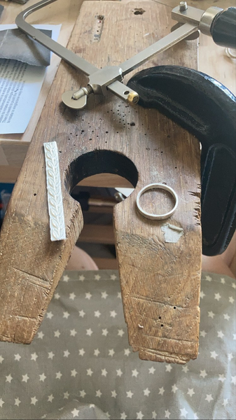 Silver rings being made