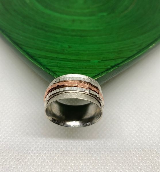 Silver & Copper Tripple Spinner Ring