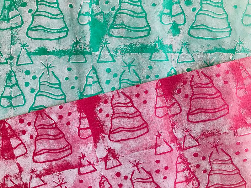 Block printed festive paper