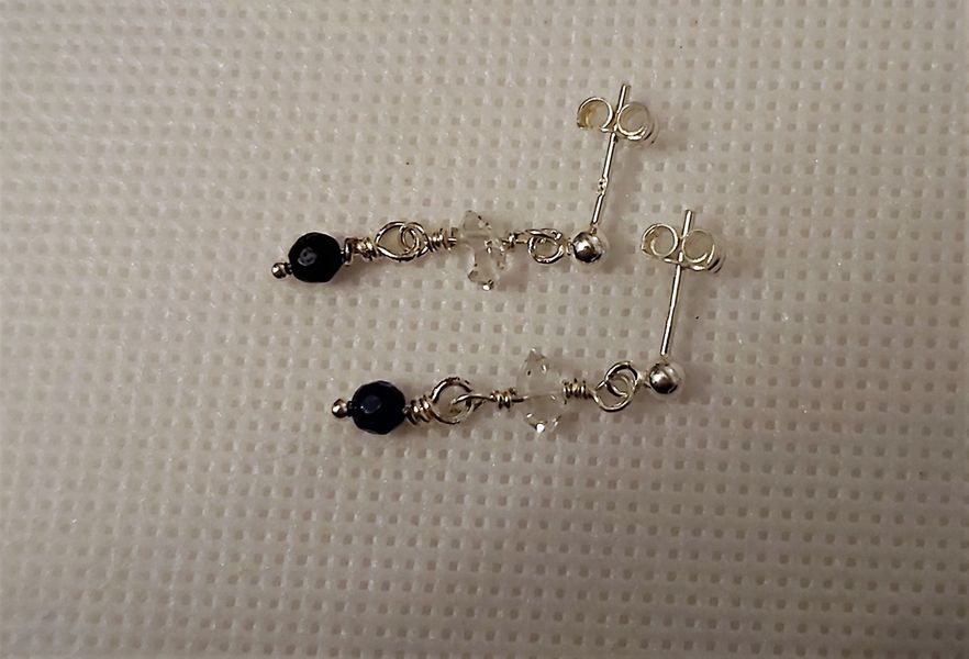 Actual Lapis Lazuli and Herkimer Diamond Earrings created with 925 sterling silver design to purchase.
