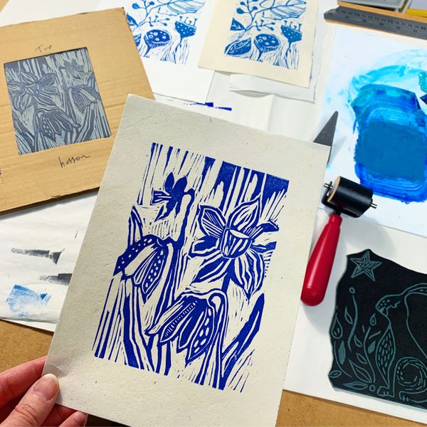 2 Person & Group Linocut Print Kit, Get Creative Together, UK Made,  Includes 6 Ink Colours, Written Instructions and Free Videos 