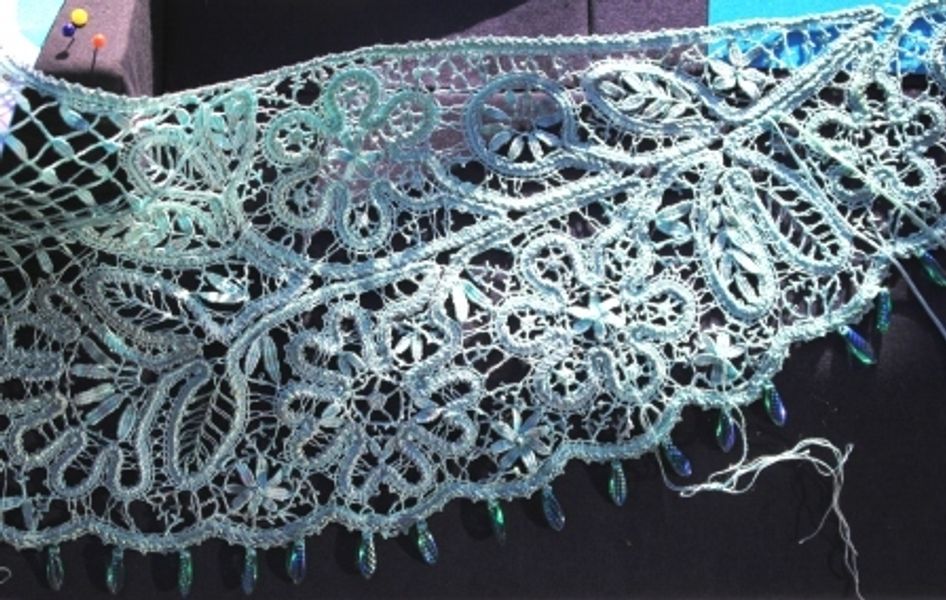 Russian Lace - Shawl Collar with Beaded Edge