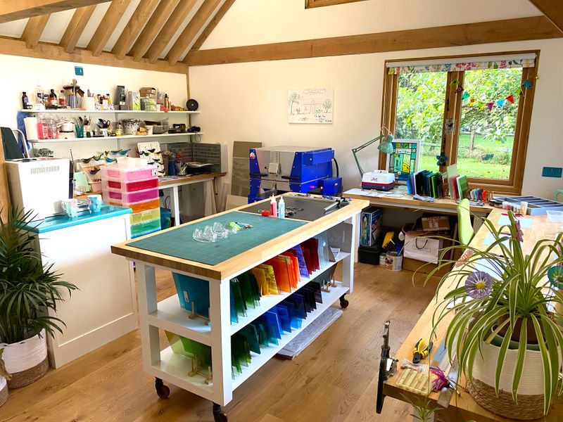 The fused glass studio where classes are held