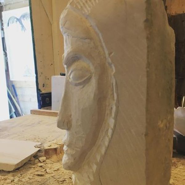 Portrait carving by student