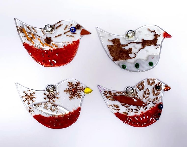 Festive Winter Birds made with Crafts in the Valley in Hebden Bridge.