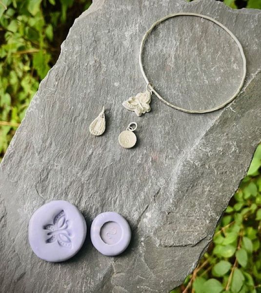 Silver bangle & silver clay charms