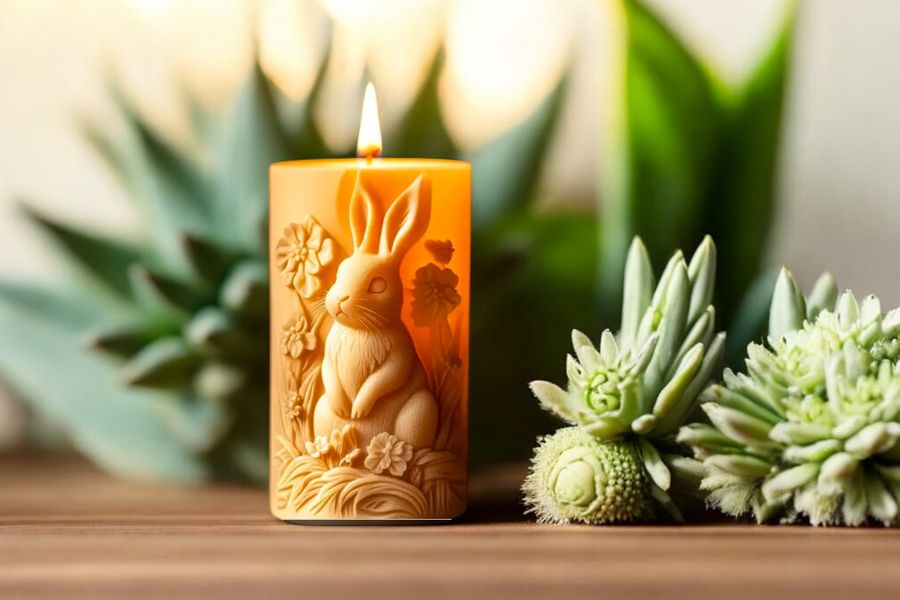 Easter rabbit pillar candle 