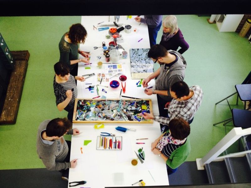 Fused Art Glass course at The Forge Gallery in Worthing with Siobhan Jones using Bullseye glass.