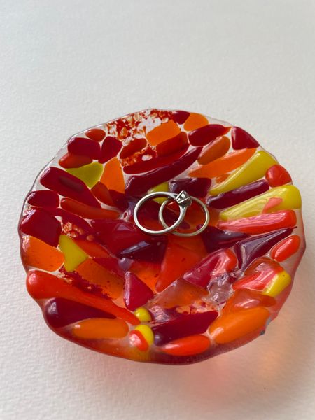Red Fused Glass Dish