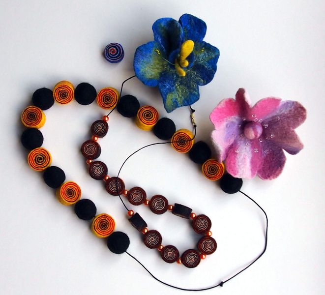 Felt Jewellery made at Art and Textiles course in Kidderminster West  Midlands