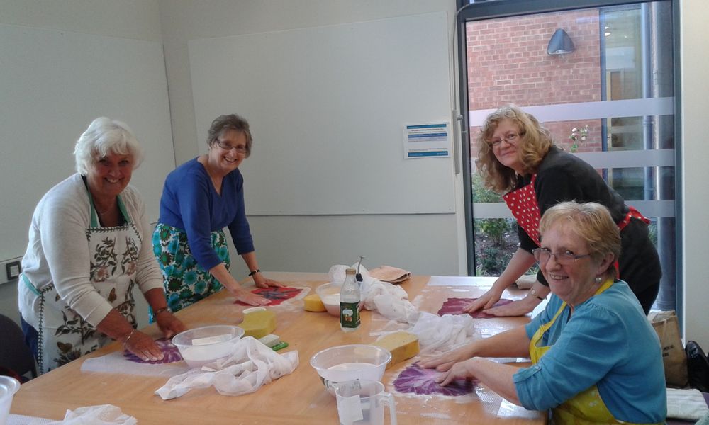 Students at Raya's wet felting course in Worcestershire 