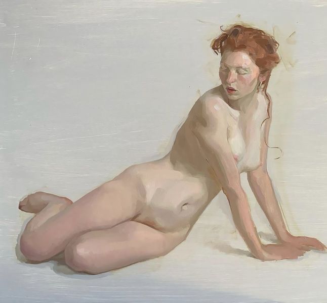 An alla prima portrait of a reclining figure