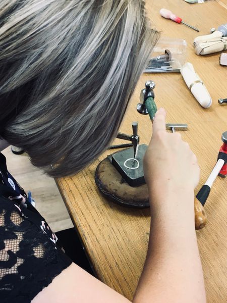 Jewellery Student hammering texture