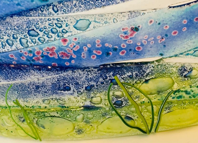 Detail from Fused Glass Coastal Panel