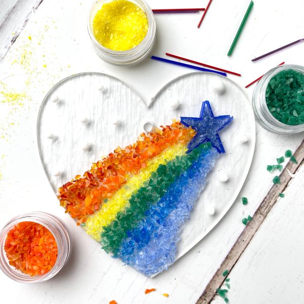 Fused glass heart kit - rainbows