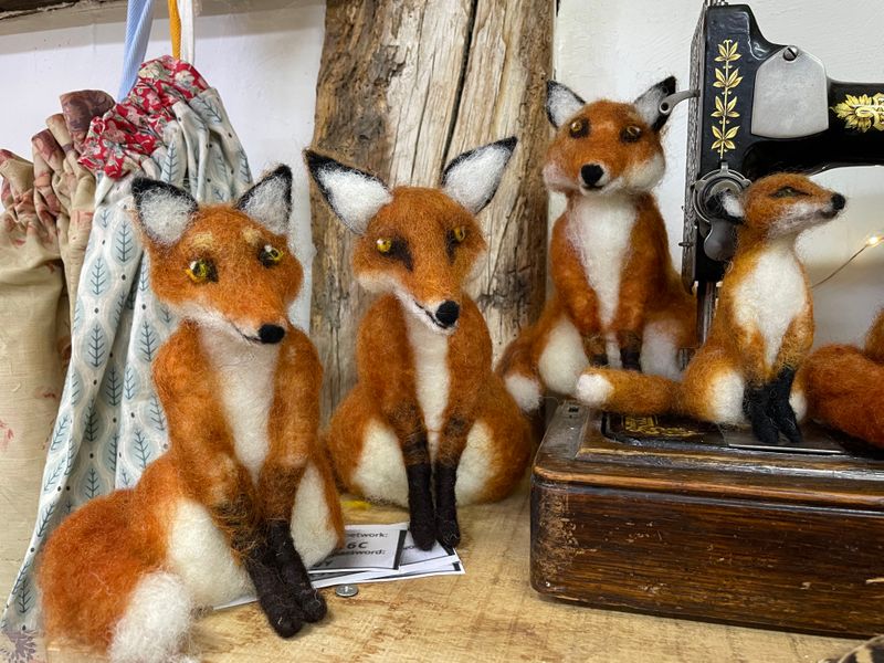 Fabulous needle felted Foxes made on one of our Workshops at The Oast Studio, Hartfield