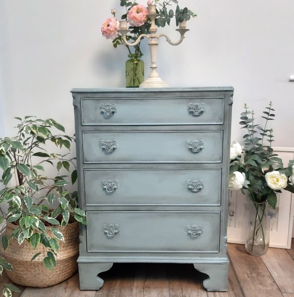 Drawers in Annie Sloan Duck Egg Blue and black wax