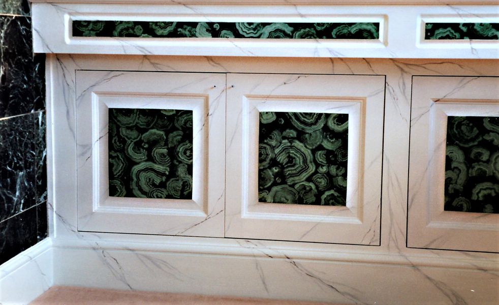 Faux marble & malachite bathroom cabinet