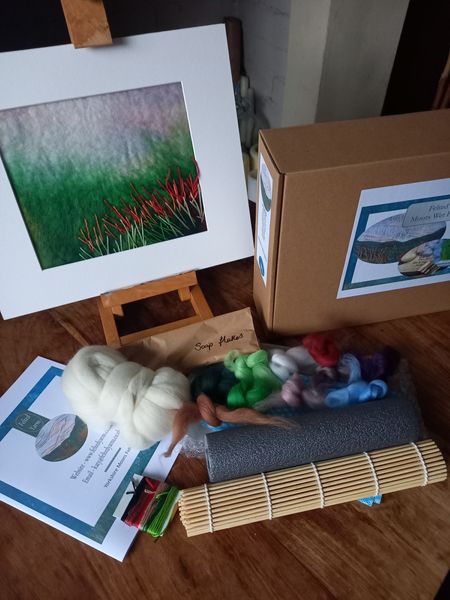 Finished Felted Picture. Kit Box. Instruction booklet. All materials & equipment