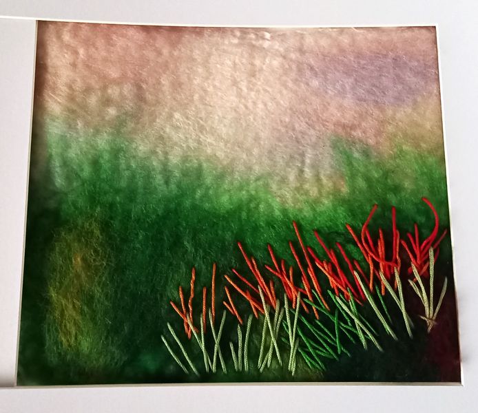 Finished felted & embroidered picture