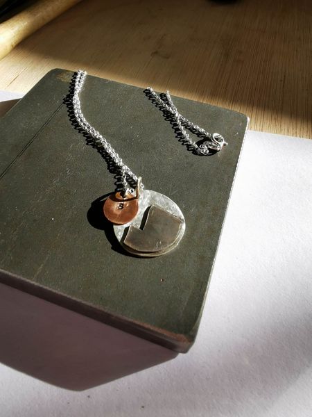 Copper and silver Mountain range necklace