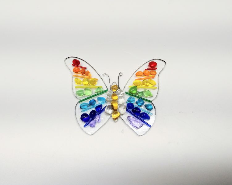 fused glass rainbow dot butterfly kit make at home 8cm