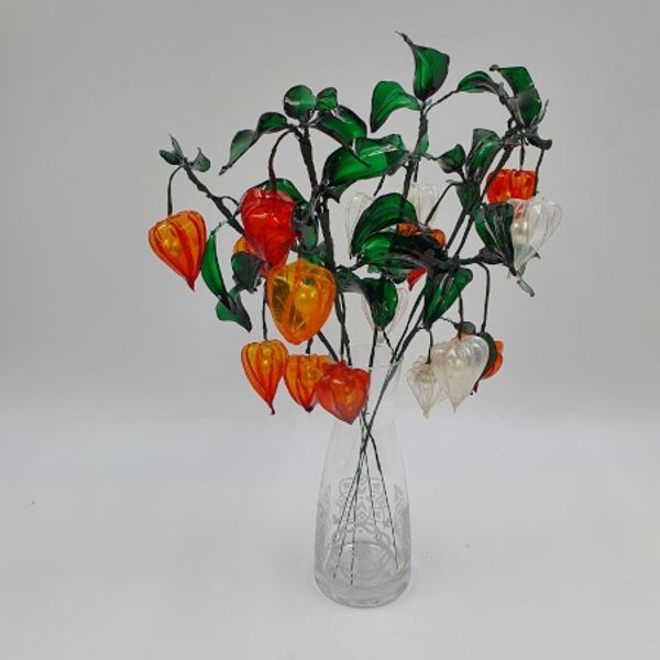 Orange and clear Chinese Lanterns with leaves