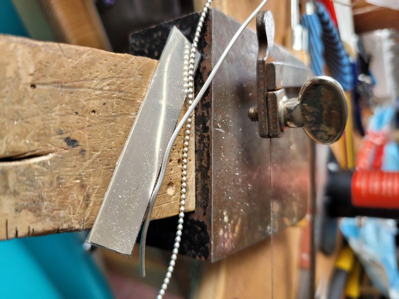 Sterling silver cut and ready to make a spinner ring.
