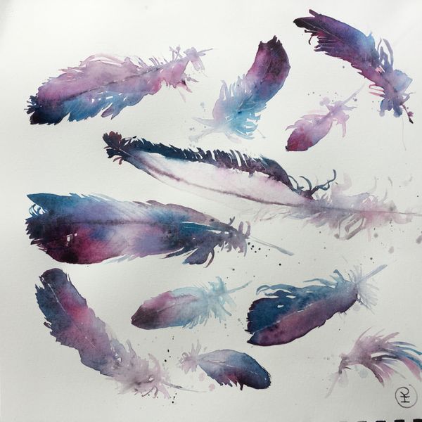 Drifting Feathers: Watercolour by Helen Clarke